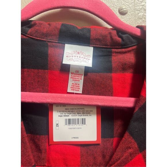 Wondershop At Target Red And Black Plaid Pajama Set Woman’s 2X NEW - Picture 6 of 13